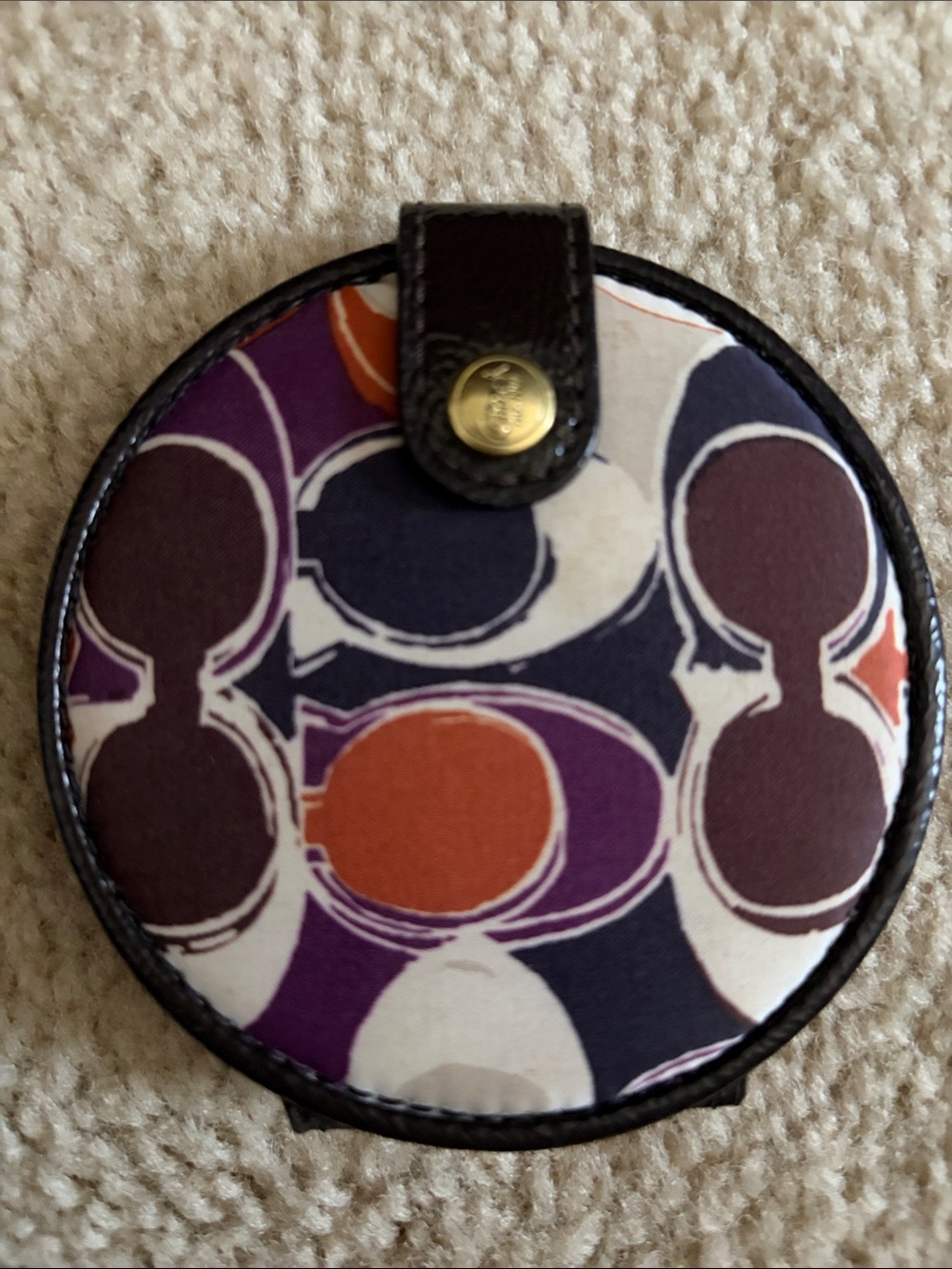 Coach Purple Orange and Navy Circular Coin Case